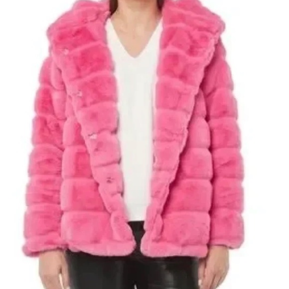 Apparis Goldie Faux Fur Jacket in Hot Pink, Size Medium - Picture 2 of 8